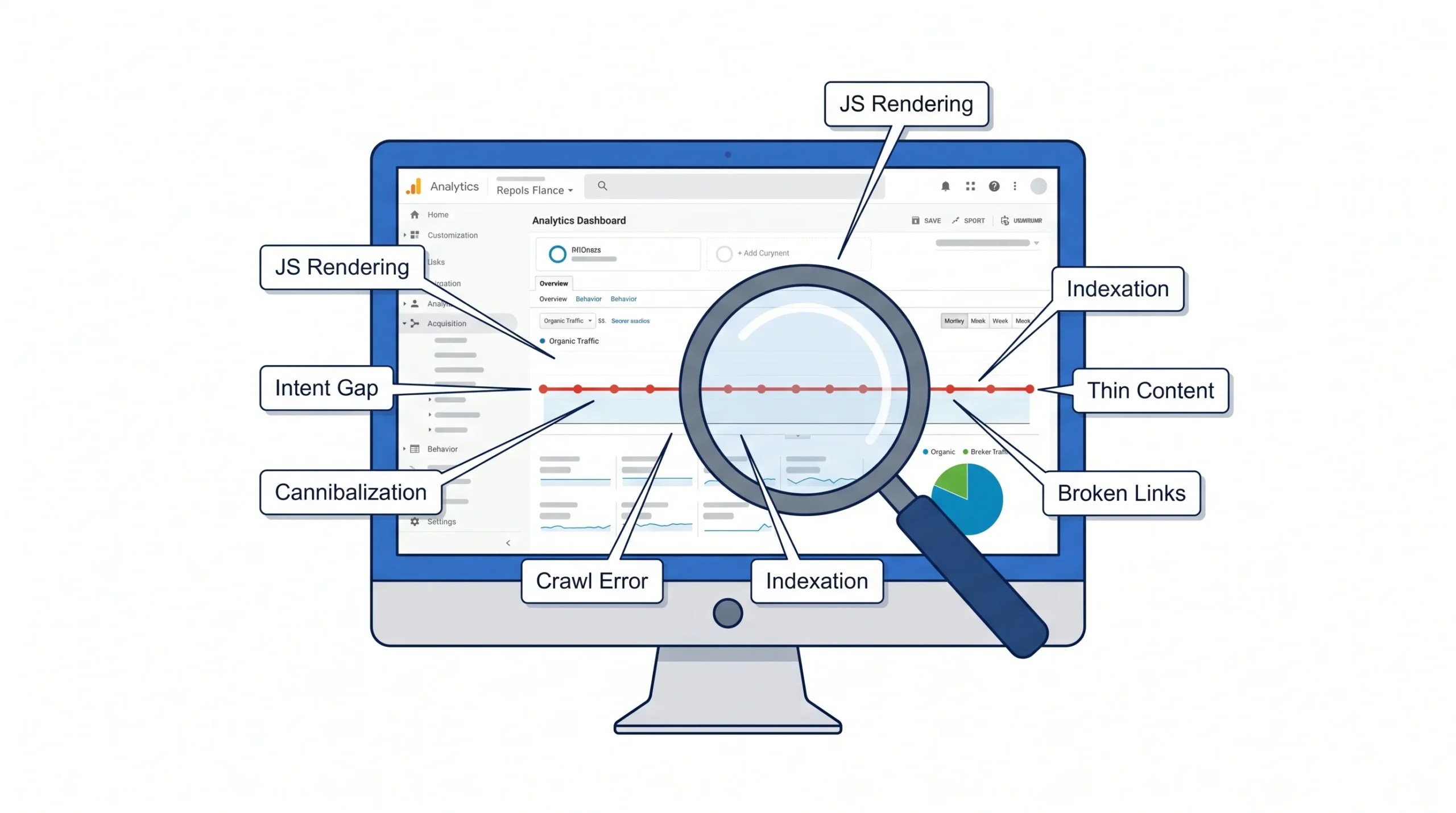 saas marketer reviewing flat organic traffic graph in Google Search Console highlighting common saas seo mistakes