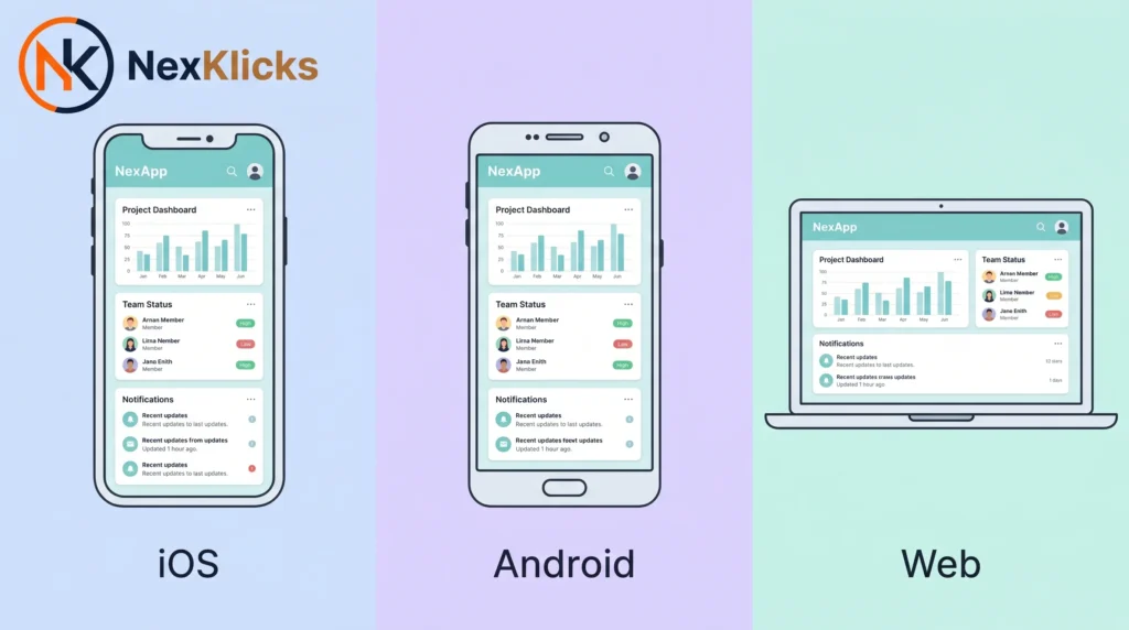 cross-platform app development by Garage2Global running on multiple devices