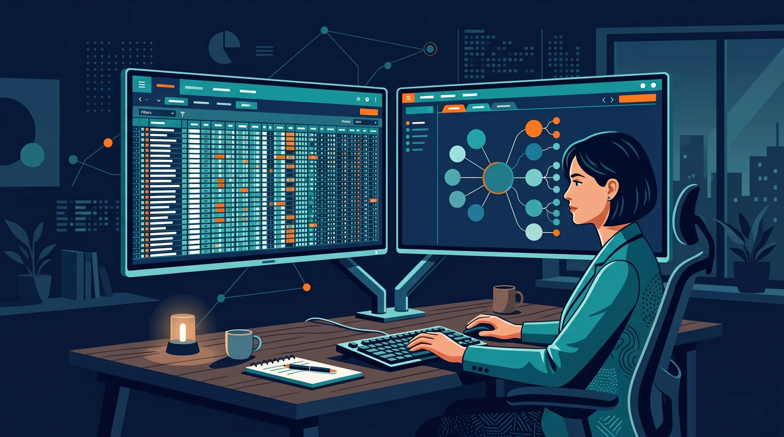seo strategist using ahrefs and semrush to get topical map of competitor seo and identify content cluster gaps